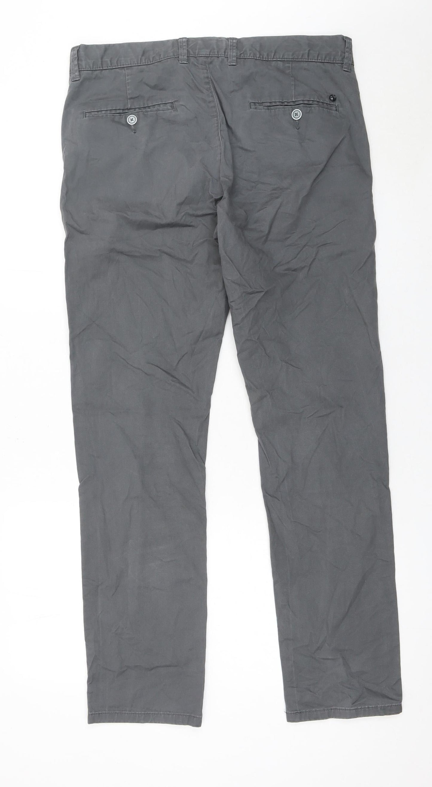 William Tailor Men's Grey 34x32 Chino Trousers Cotton Stretch