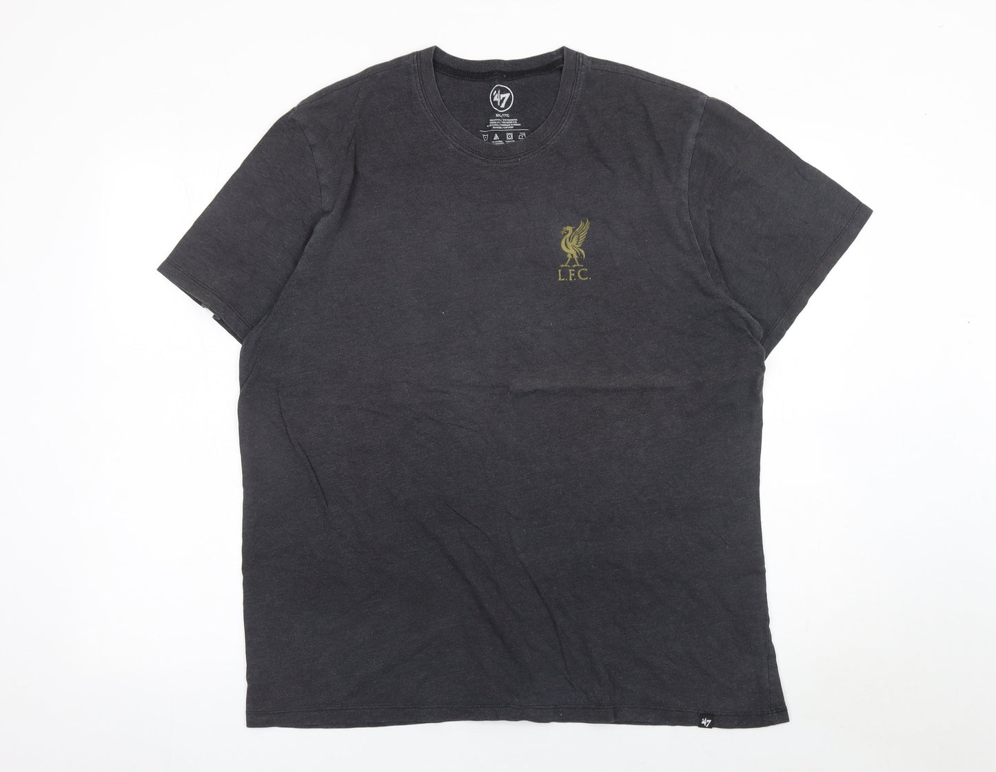 '47 Men Black Liverpool FC Logo Short Sleeve Crew Neck T-Shirt 2XL