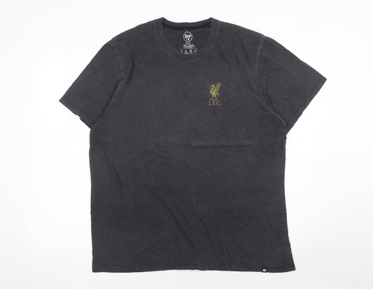'47 Men Black Liverpool FC Logo Short Sleeve Crew Neck T-Shirt 2XL