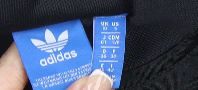 Adidas Womens Black Size 10 Track Jacket Full Zip Sports Top