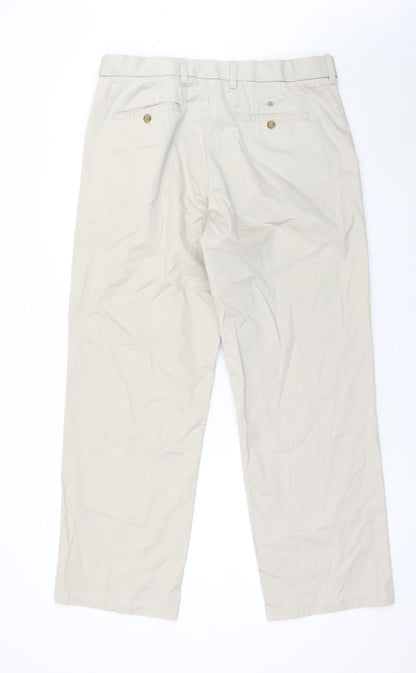 Marks and Spencer Men Beige Chino Trousers 36W 31L Cotton Stain Repellent