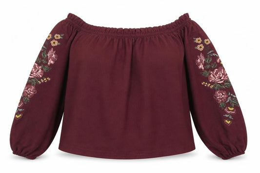 Womens UK Size XS Bershka Red Peasant Blouse