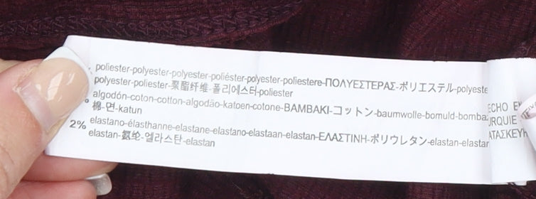 Bershka Womens Red Embroidered Off Shoulder Boho Blouse Size XS