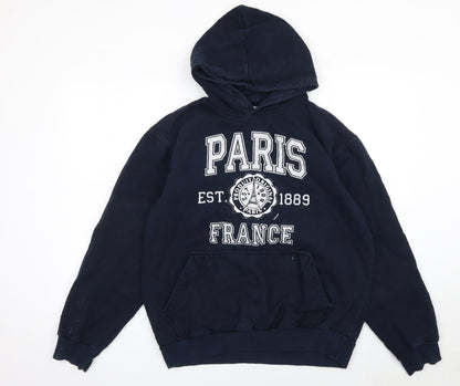 Womens UK Size L Paris Produit Original Blue Pullover Hoodie