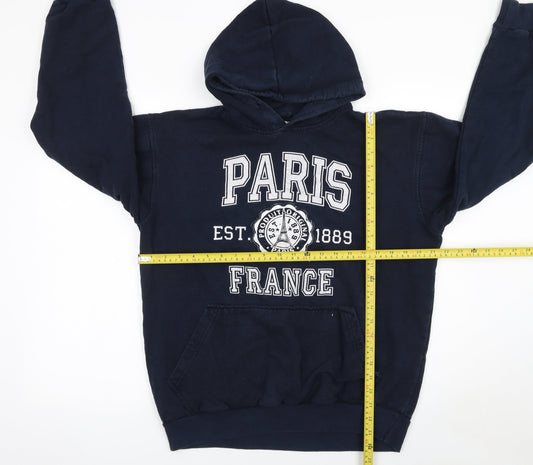 Womens UK Size L Paris Produit Original Blue Pullover Hoodie