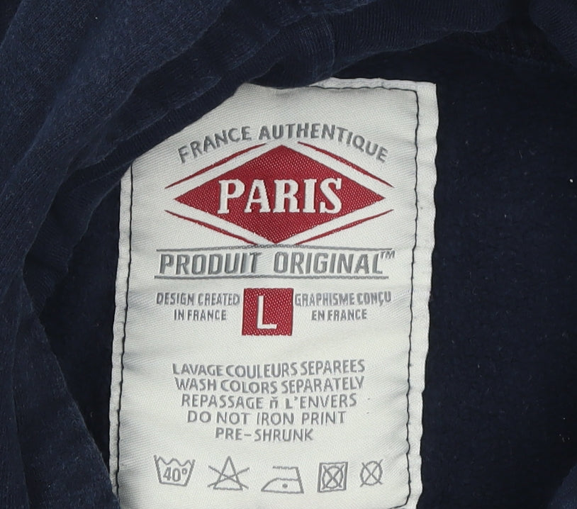 Womens UK Size L Paris Produit Original Blue Pullover Hoodie