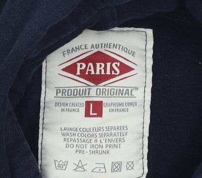 Womens UK Size L Paris Produit Original Blue Pullover Hoodie