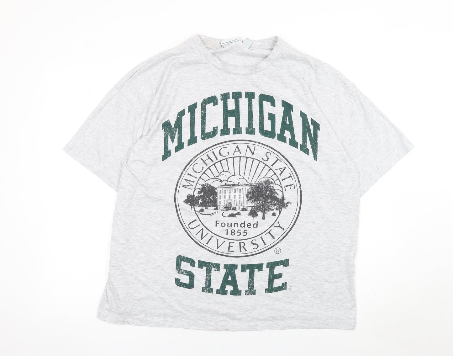 Primark Women’s Grey Michigan State University T-Shirt Size L Short Sleeve