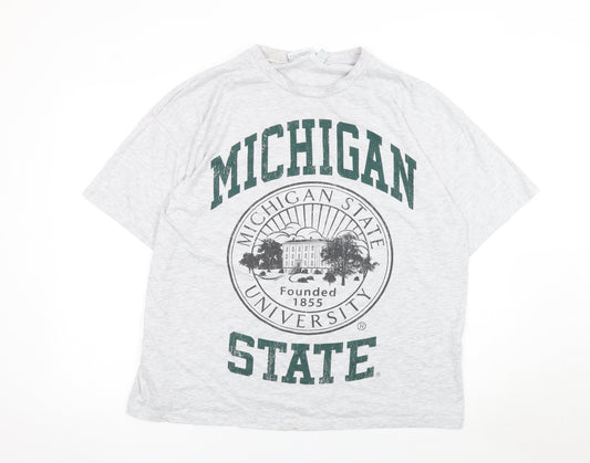 Primark Women’s Grey Michigan State University T-Shirt Size L Short Sleeve