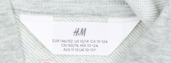 Girls UK Size 11-12 Years H&M Grey Full Zip Hoodie