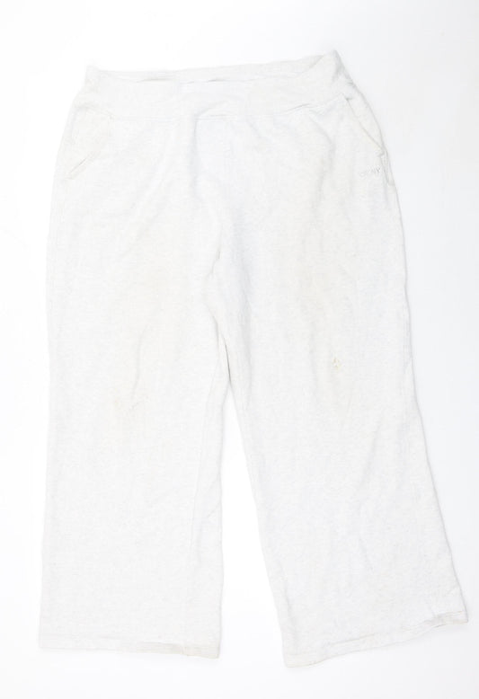 DKNY Women's White XL Relaxed Cotton Blend Sweatpants