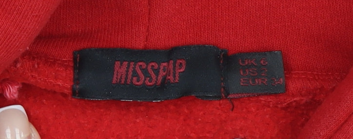 Womens UK Size 6 Misspap Red Pullover Hoodie