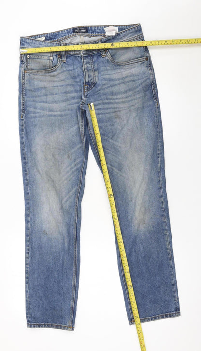 Jack & Jones Men's Blue Straight Jeans 32x30 Cotton Denim