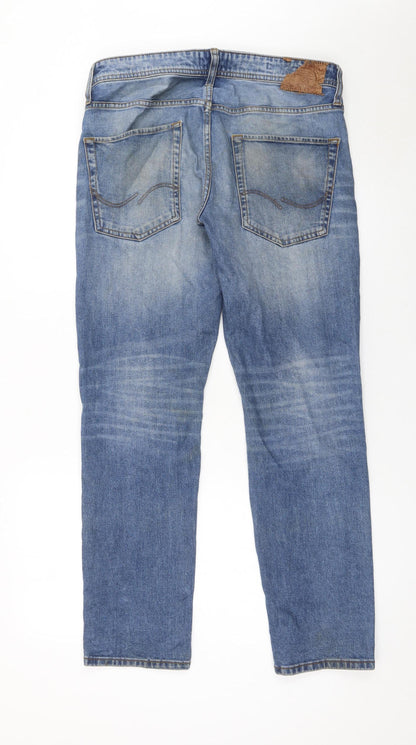 Jack & Jones Men's Blue Straight Jeans 32x30 Cotton Denim