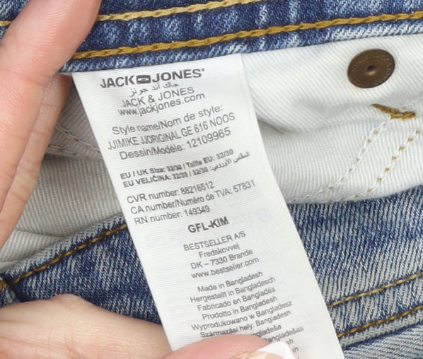 Jack & Jones Men's Blue Straight Jeans 32x30 Cotton Denim