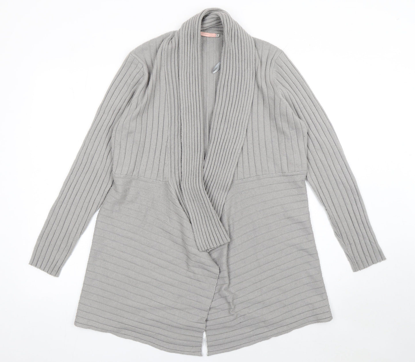 John Lewis Women’s Grey Longline Ribbed Knit Cardigan Size 18