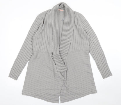 John Lewis Women’s Grey Longline Ribbed Knit Cardigan Size 18