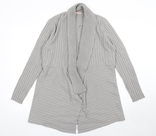 John Lewis Women’s Grey Longline Ribbed Knit Cardigan Size 18