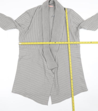 John Lewis Women’s Grey Longline Ribbed Knit Cardigan Size 18