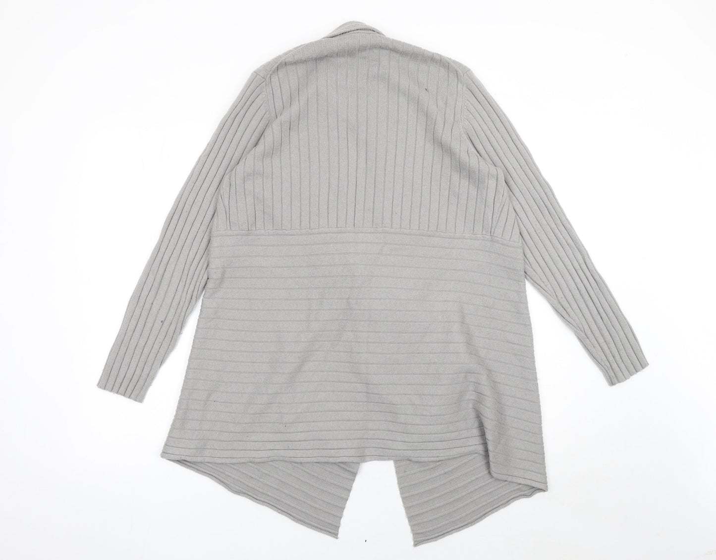 John Lewis Women’s Grey Longline Ribbed Knit Cardigan Size 18