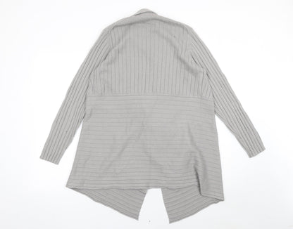John Lewis Women’s Grey Longline Ribbed Knit Cardigan Size 18