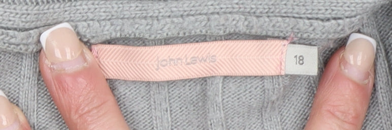 John Lewis Women’s Grey Longline Ribbed Knit Cardigan Size 18