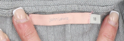 John Lewis Women’s Grey Longline Ribbed Knit Cardigan Size 18
