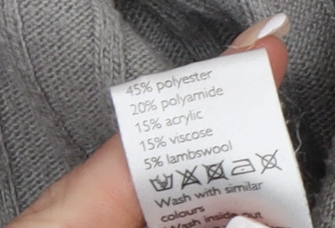 John Lewis Women’s Grey Longline Ribbed Knit Cardigan Size 18