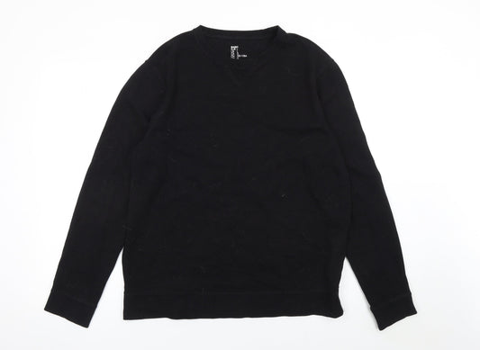 H&M Men Black L Crew Neck Cotton Blend Pullover Jumper