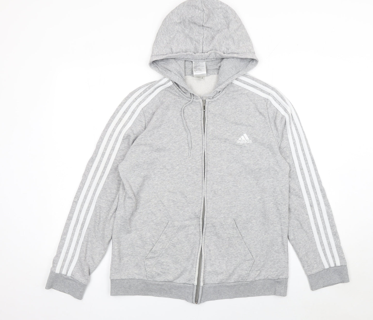 Adidas Womens Grey Full Zip Hoodie Size 16-18 Lined Hooded Sweatshirt
