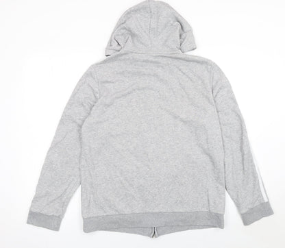 Adidas Womens Grey Full Zip Hoodie Size 16-18 Lined Hooded Sweatshirt