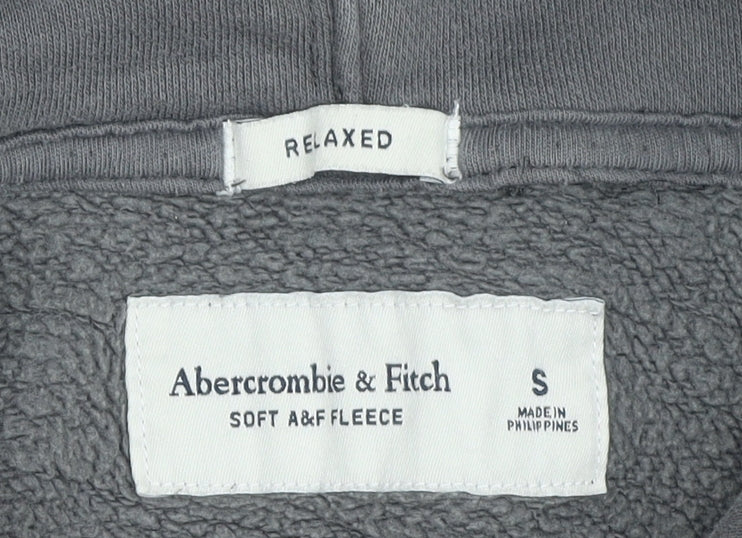 Abercrombie & Fitch Men's Grey Relaxed Fleece Hoodie Size S