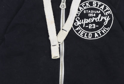 Superdry Women Black Full Zip Hoodie Size S Track & Field Logo
