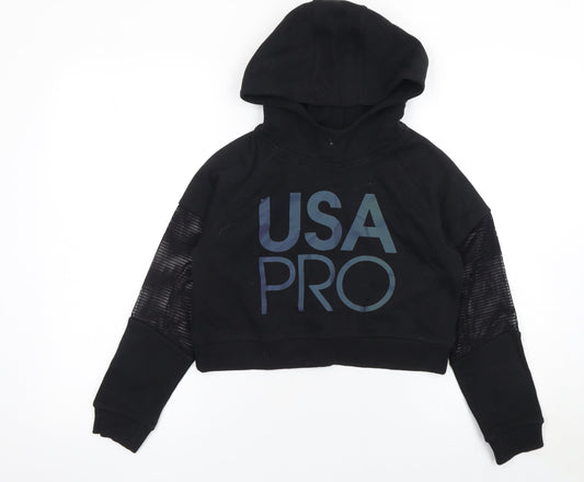 Girls UK Size 11-12 Years USA Pro Black Pullover Hoodie