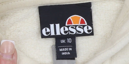 Ellesse Women’s Beige Full Zip Hoodie UK 10 Cotton Blend
