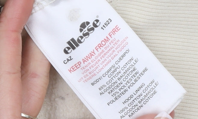 Ellesse Women’s Beige Full Zip Hoodie UK 10 Cotton Blend