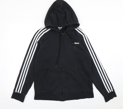Adidas Womens Black Full Zip Hoodie L Cotton Blend Sportswear