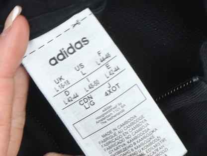 Adidas Womens Black Full Zip Hoodie L Cotton Blend Sportswear