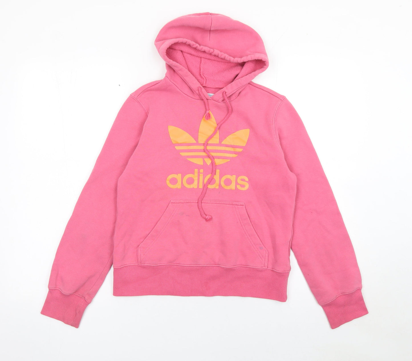 Adidas Womens Pink Pullover Hoodie Size 10 Cotton Blend Logo Print