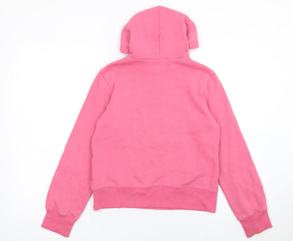 Adidas Womens Pink Pullover Hoodie Size 10 Cotton Blend Logo Print