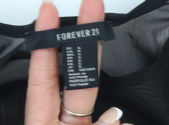 Forever 21 Women’s Black Sheer Mesh Long Sleeve Bodycon Dress Size S