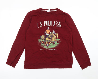 U.S. Polo Assn. Boys Red Pullover Sweatshirt 12-13 Years Crew Neck Logo Top