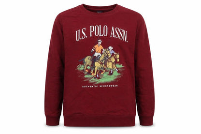 U.S. Polo Assn. Boys Red Pullover Sweatshirt 12-13 Years Crew Neck Logo Top