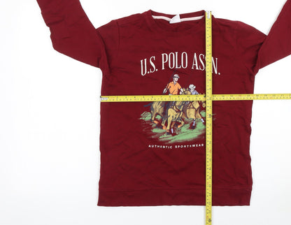 U.S. Polo Assn. Boys Red Pullover Sweatshirt 12-13 Years Crew Neck Logo Top