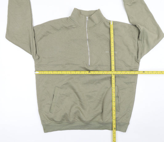 Boohoo Women’s Green 1/2 Zip Pullover Sweatshirt S Cotton Blend
