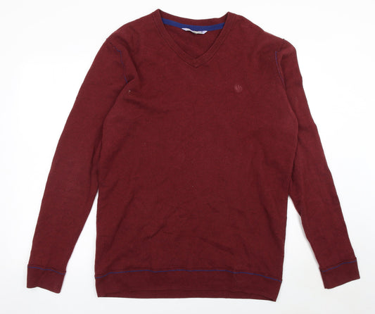 Clarks Originals Men's Red XL V-Neck Cotton Wool Jumper