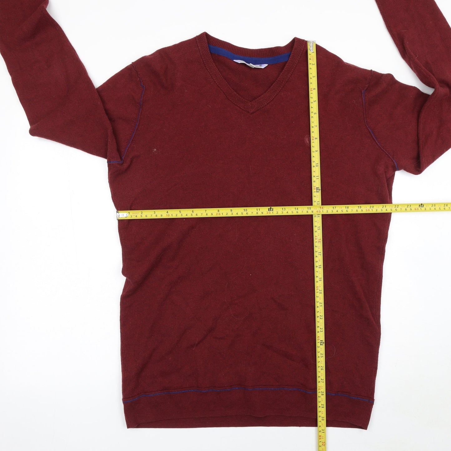 Clarks Originals Men's Red XL V-Neck Cotton Wool Jumper