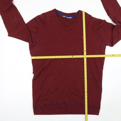 Clarks Originals Men's Red XL V-Neck Cotton Wool Jumper