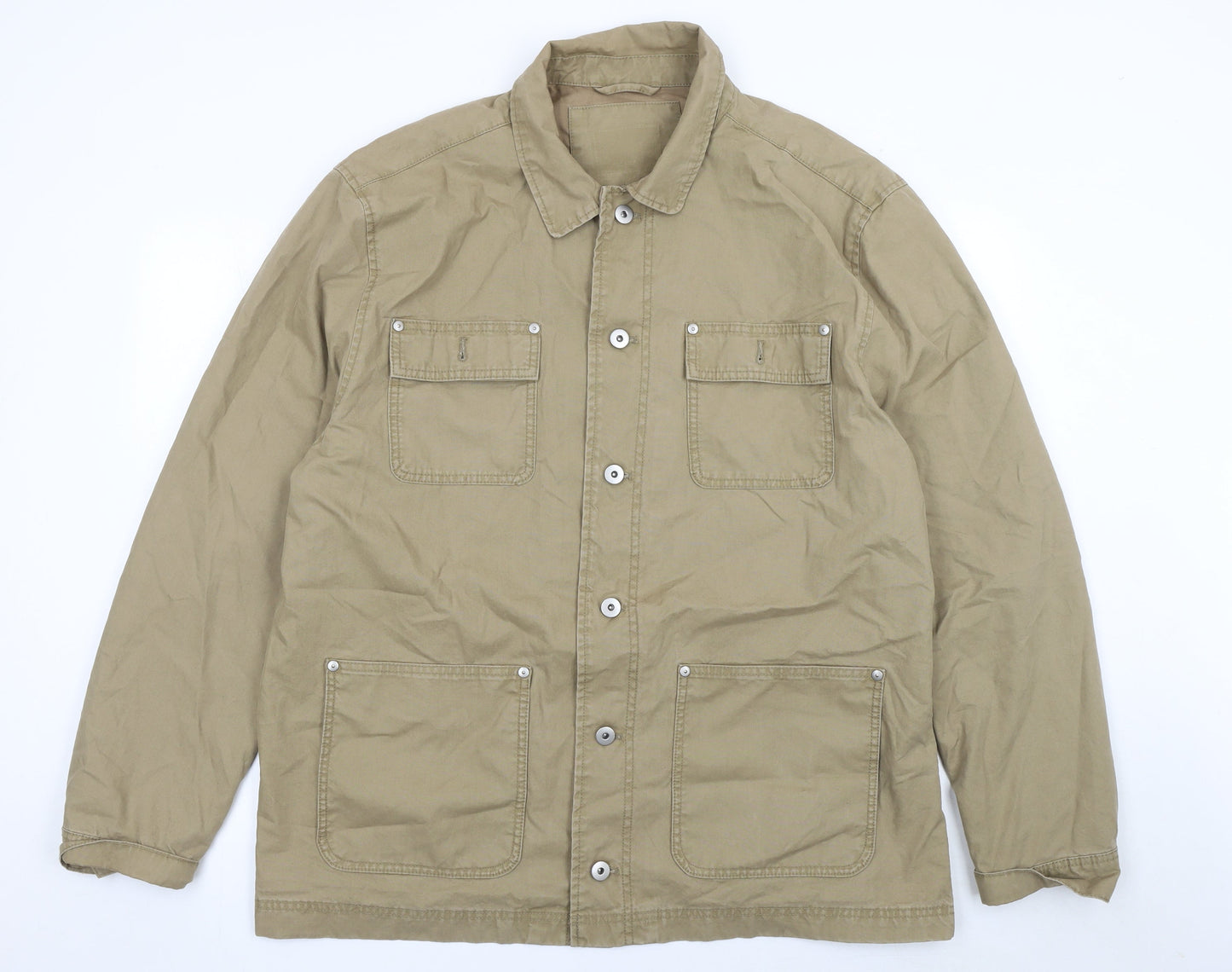 George Men's Beige 2XL Cotton Utility Jacket with Pockets