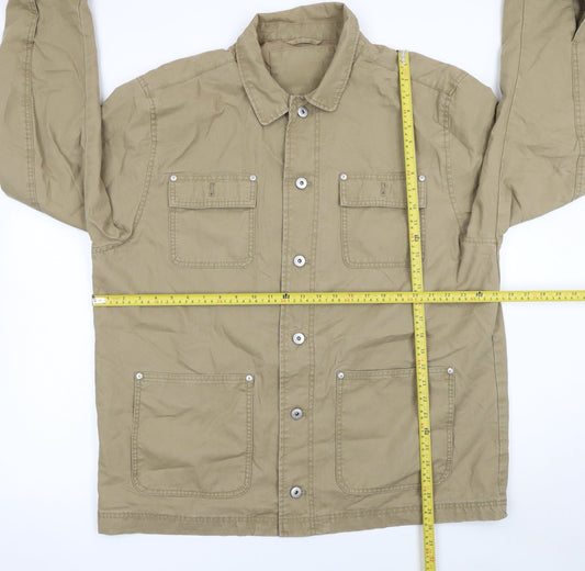 George Men's Beige 2XL Cotton Utility Jacket with Pockets